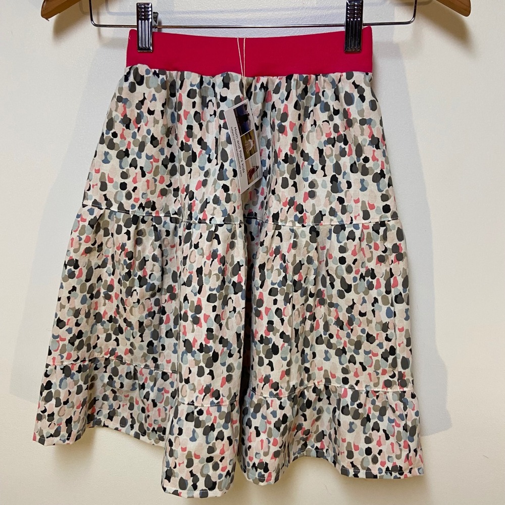 Girls Midi Mom and Pop's Kids Skirt Size 5 Pink Multi Upcycled Cotton Tiered